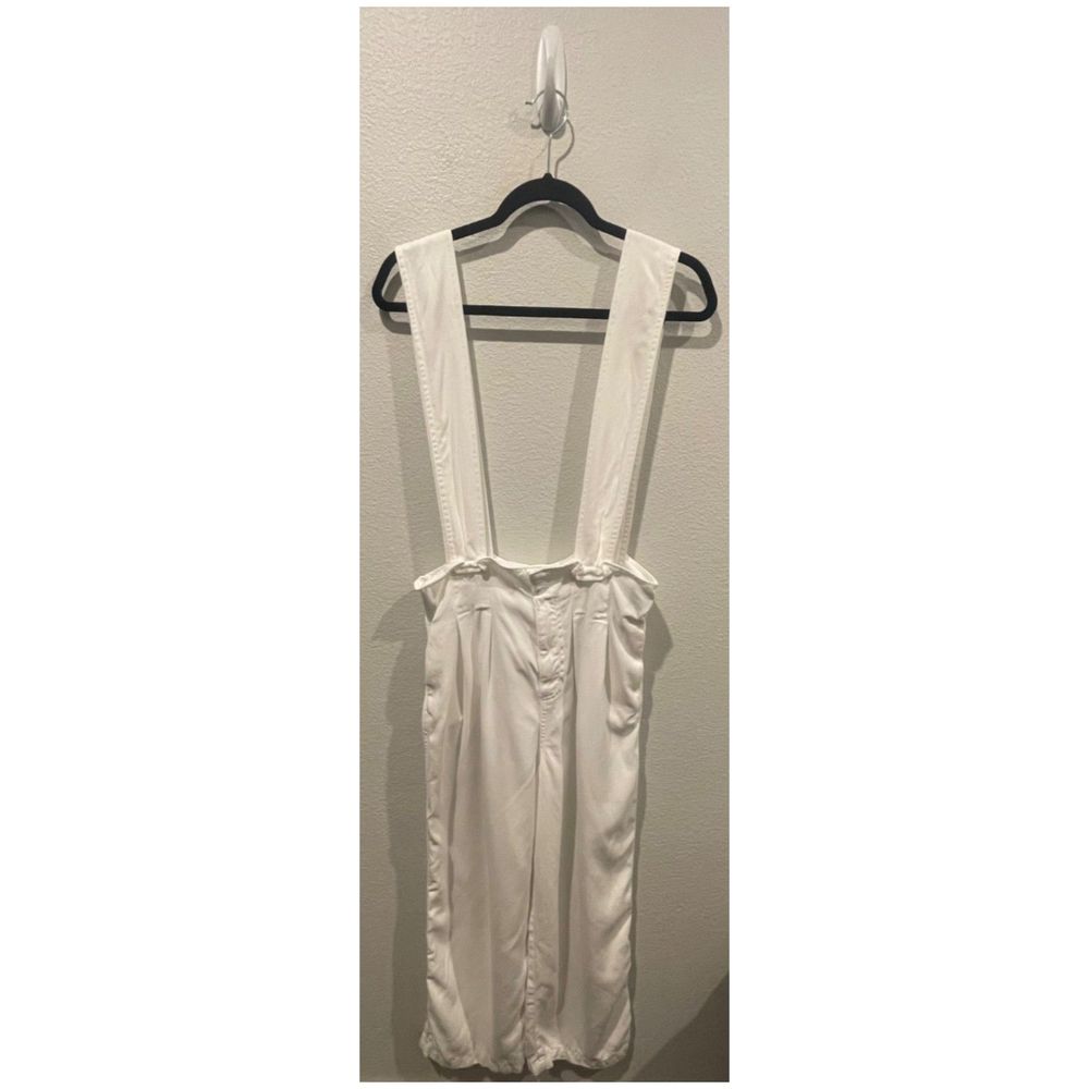 ZARA Wide Leg Strappy Antique White Overalls Jumpsuit